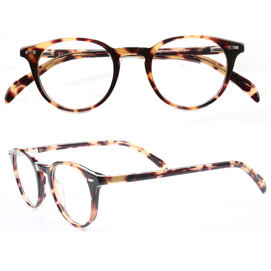 Axel | Classic Round Acetate Glasses w/ Tortoise Shell Design | Unisex Frame For Men & Women