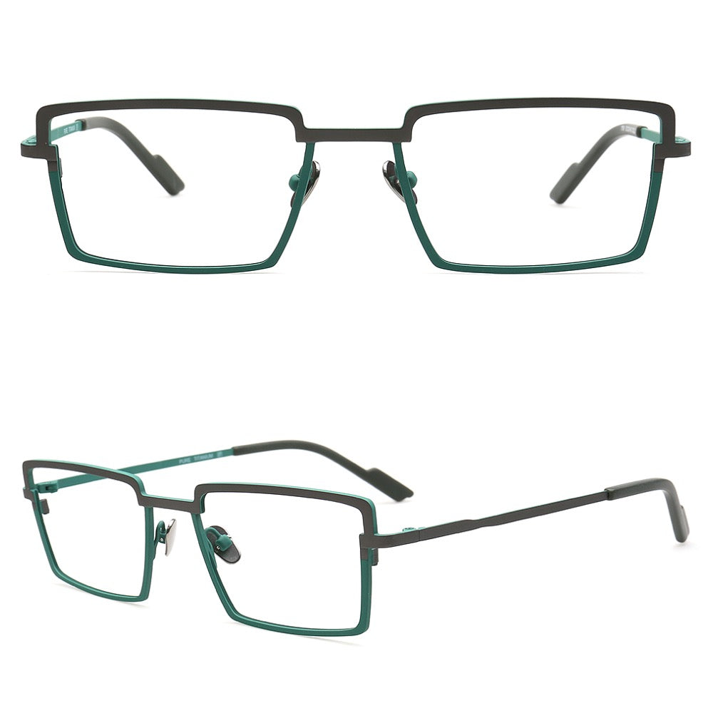 Charles | Classic Mens Rectangle Full Rim Eyeglasses | Modern Two Tone Business Glasses Frames for Men