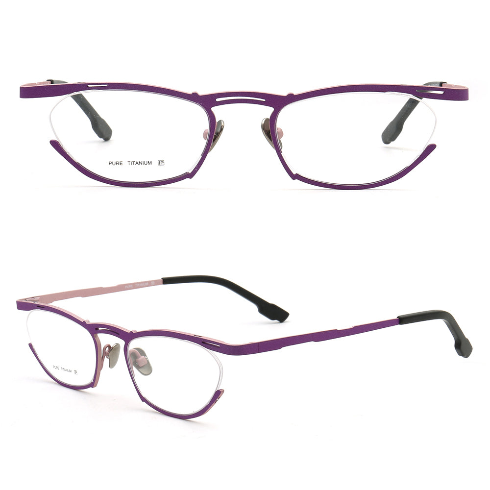 Bernadette | Semi Rimless Cat Eye Glasses For Women | Lightweight Pure Titanium Frames
