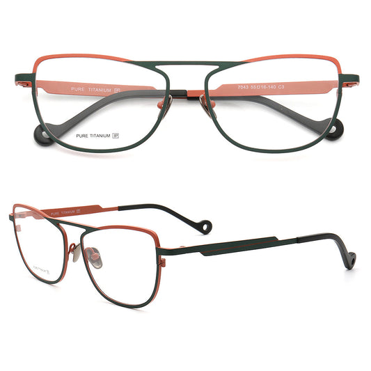 Tristan | Flat Top Multicolor Glasses w/ Titanium Frame | Modern Style For Women & Men