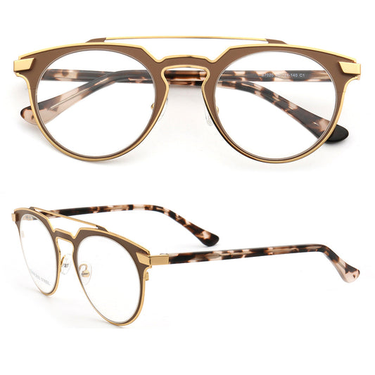 Faulkner | Round Mens Stainless Steel Glasses Frames | Double Bridge Womens Metal Eyeglasses Frames Vintage