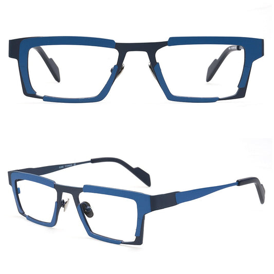 John | Titanium Two Tone Rectangular Eyeglasses For Men | Vintage Business Square Glasses Frames