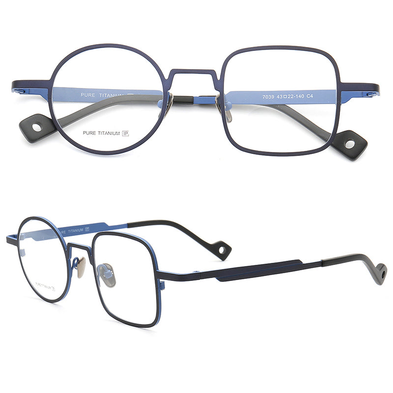 Ocean | Funky Modern Mismatched Eyeglasses Frames | Pure Titanium Square & Round Eyewear Modern