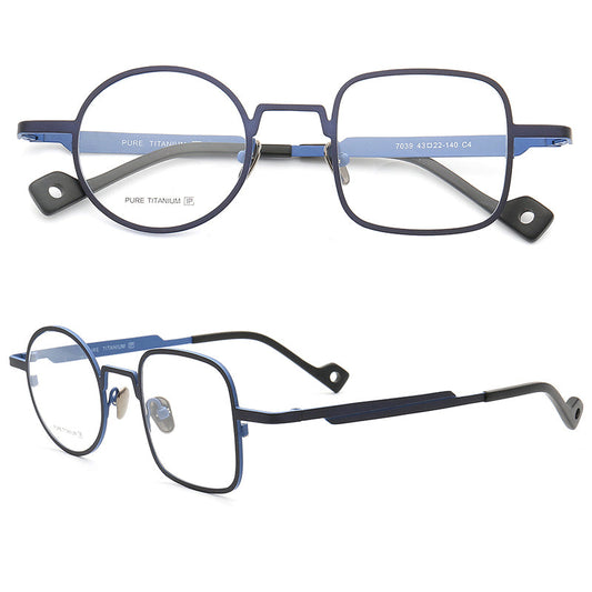 Ocean | Funky Modern Mismatched Eyeglasses Frames | Pure Titanium Square & Round Eyewear Modern