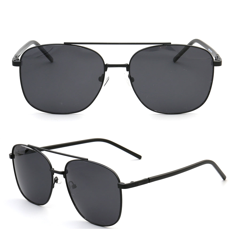 Travis | Polarized Sunglasses w/ Classic Square Design | Thin Lightweight Metal Frame