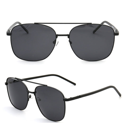Travis | Polarized Sunglasses w/ Classic Square Design | Thin Lightweight Metal Frame