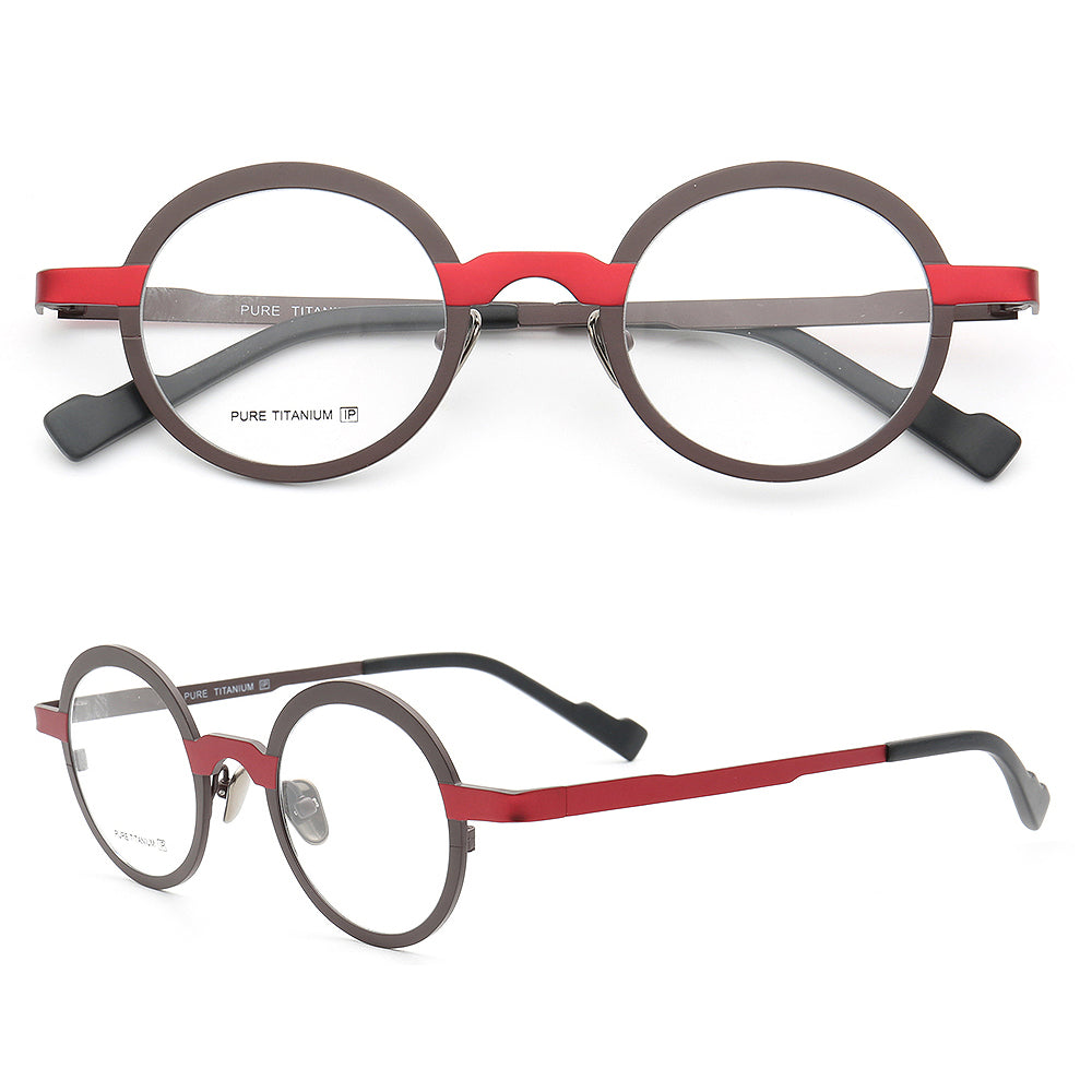 Clement | Two Tone Round Titanium Mens & Womens Eyeglass Frames | Stylish Nerd Glasses Online