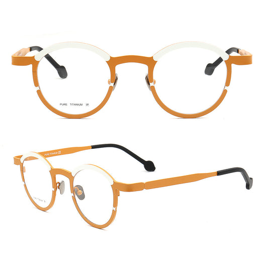 Riley | Round Two Tone Orange Womens Eyeglass Frames | Light Colorful Mens Titanium Glasses Online