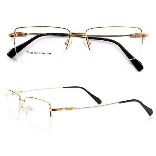 Nelson | Flexible Semi Rimless Memory Metal Eyeglasses | Rectangular Business Design For Men