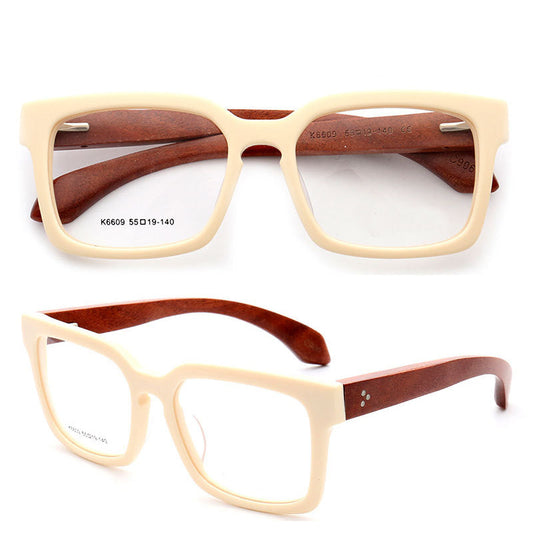 Derby | Oversized Square Wooden Eyeglasses | Classic Acetate Frames w/ Wood Temples