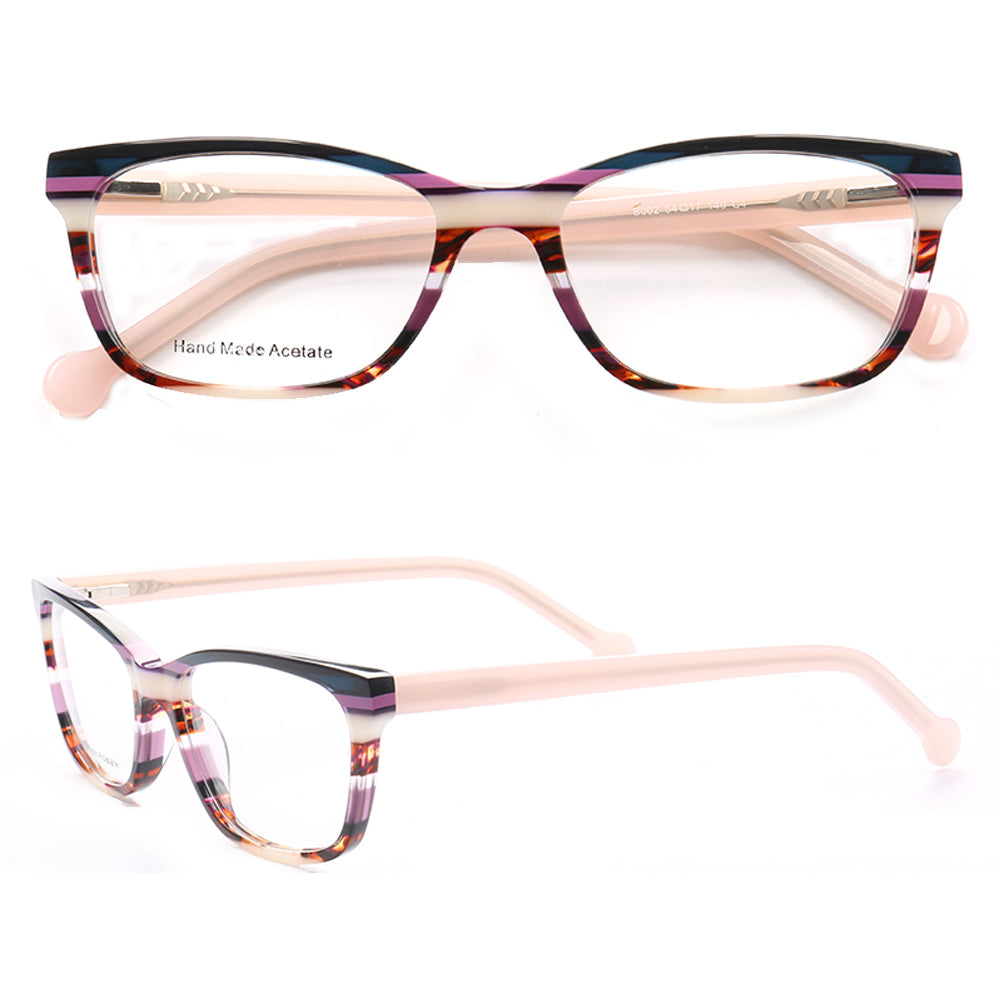 Hilda | Fashionable Acetate Glasses For Women | Pink Striped Eyeglasses Frames Online