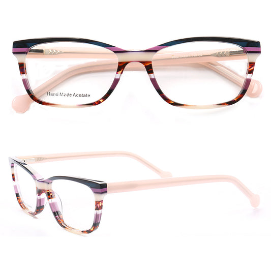 Hilda | Fashionable Acetate Glasses For Women | Pink Striped Eyeglasses Frames Online