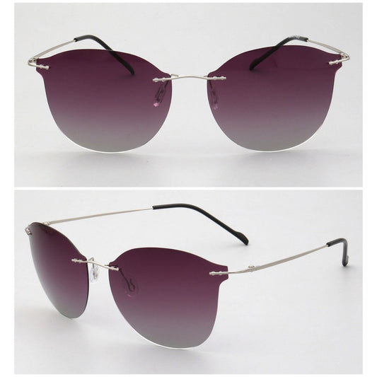 Violet｜Womens Cat Eye Rimless Polarized Sunglasses UV400