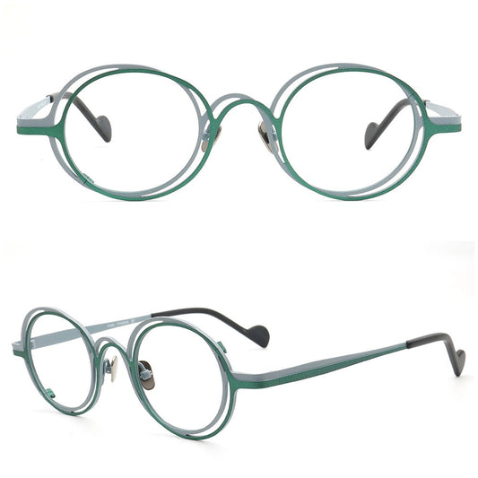 Slater | Round Womens Pure Titanium Eyeglasses Frames | Retro Mens Glasses Frames Two Tone