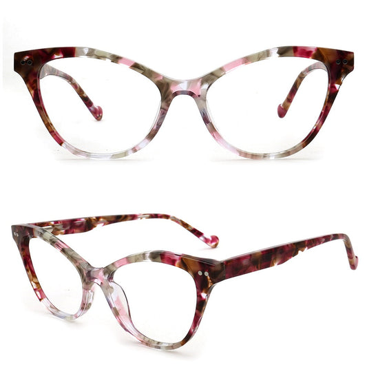 Alora | Trendy Womens Cat Eye Tortoise Shell Glasses Frames | Floral Female Retro Optical Eyeglasses