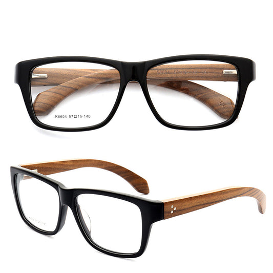 Lexington | Square Full Rim Wooden Eyeglasses | Modern Acetate Frames w/ Wood Temples