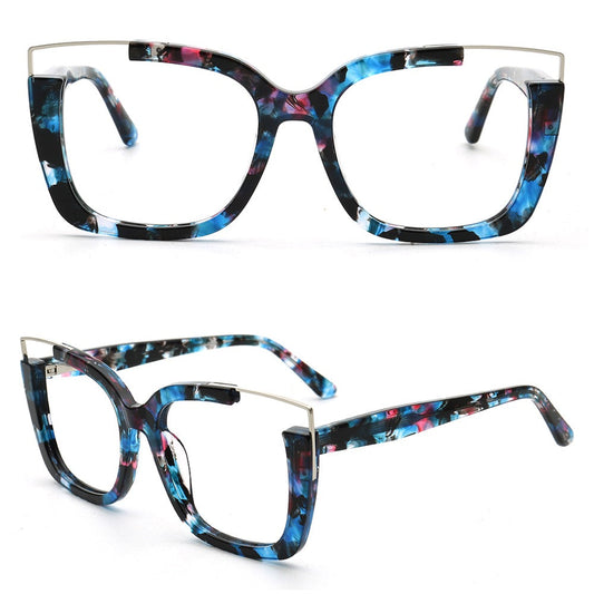 Starry | Oversize Women Square Eyeglasses Half Rim | Stylish Tortoise Glasses Frames for Women