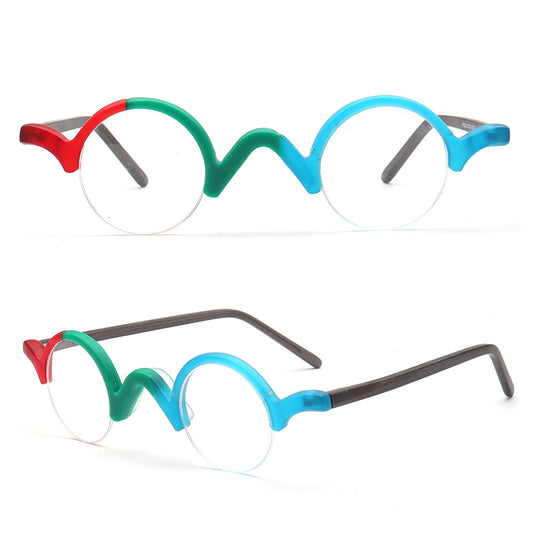 Beck | Vintage Mens Round Eyeglass Frames | Nerd Womens Eyewear Half Rim Retro Spectalces