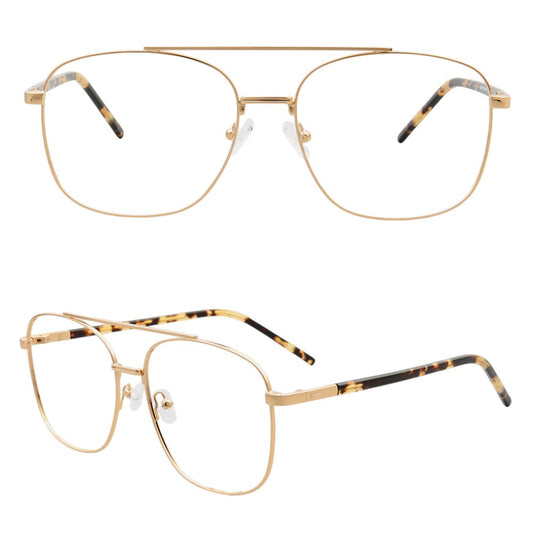 Travis | 80s Mens Double Bridge Metal Square Eyeglass Frames
