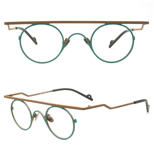 River | Funky Round Titanium Eyeglasses For Women | Vintage Geometric Men Glasses Frames