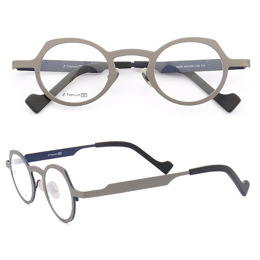 Addison | Vintage Round Titanium Eyeglasses | Retro Nerd Style Unisex Glasses