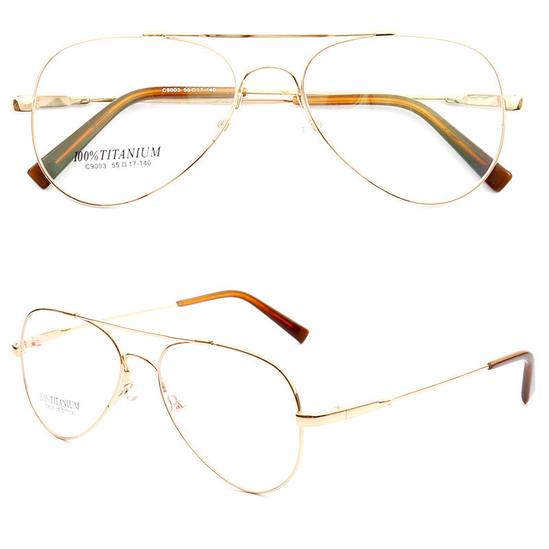Domingo | Flat Top Mens Pilot Eyeglasses Frames | Flexible Bendable Memory Metal Glasses Frames