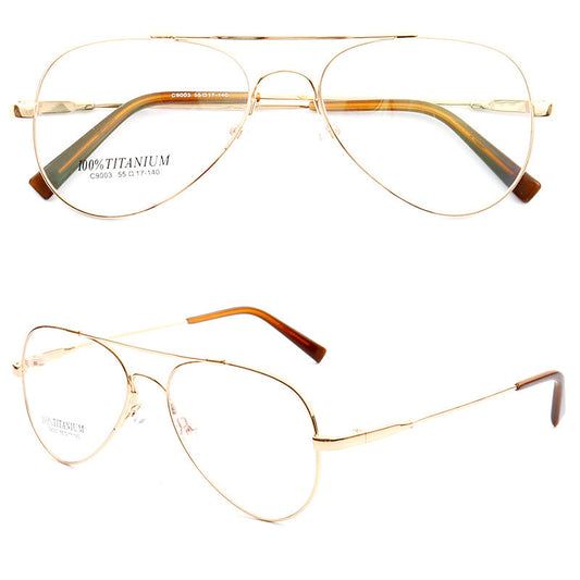 Domingo | Flat Top Mens Pilot Eyeglasses Frames | Flexible Bendable Memory Metal Glasses Frames