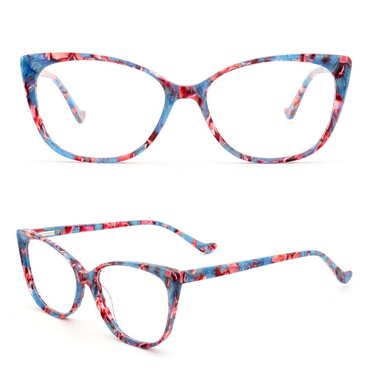 Amelia | Patterned Cat Eye Glasses For Women | Colorful Acetate Eyeglasses w/ Tortoise Shell Design