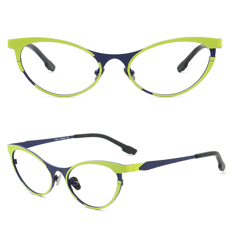Tabatha | Sleek Pure Titanium Cat Eye Glasses For Women | Colorful Two Toned Eyeglasses