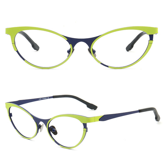 Tabatha | Sleek Pure Titanium Cat Eye Glasses For Women | Colorful Two Toned Eyeglasses