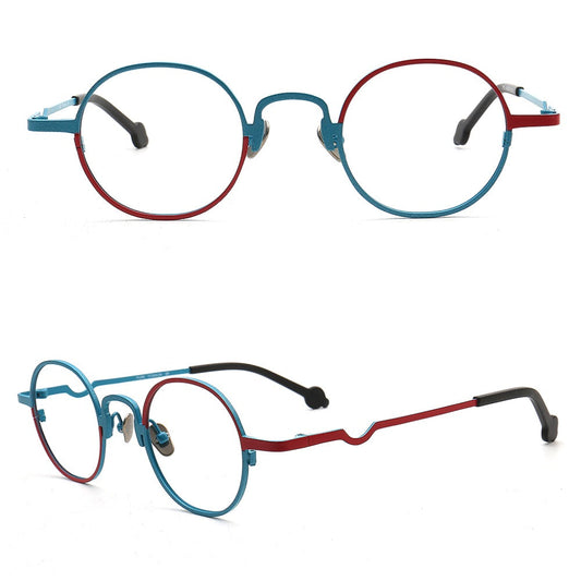 Heidi | Titanium Stylish Eyeglass Frames Men | Hipster Women Round Glasses Frames Two Tone