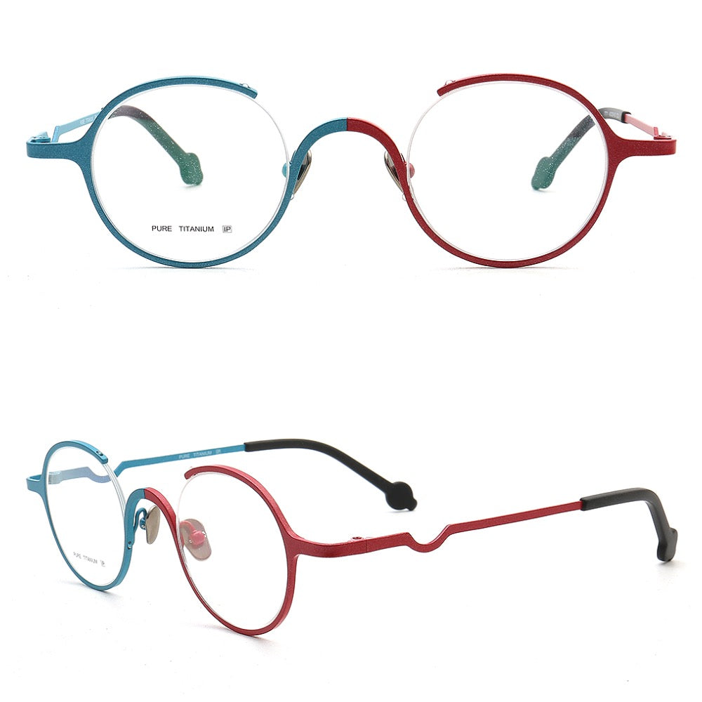 Heather | Round Women Eyeglasses Frames Titanium | Trendy Mens Half Rim Glasses Frames