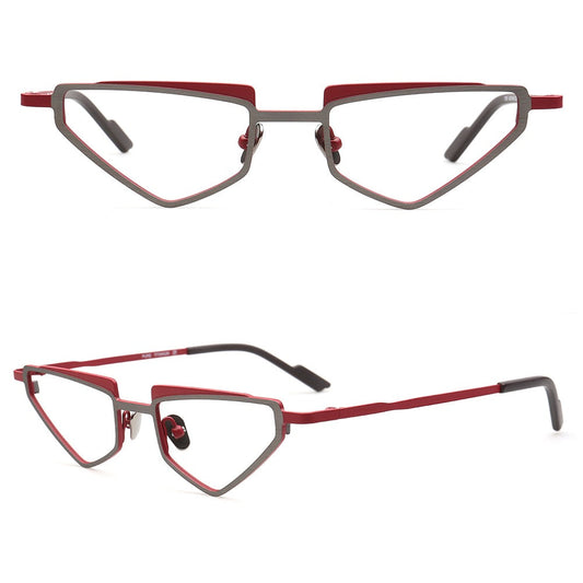 Alex | Funky Triangular Titanium Cat Eye Eyeglasses For Women | Vintage Geometric Hipster Men Glasses Frames