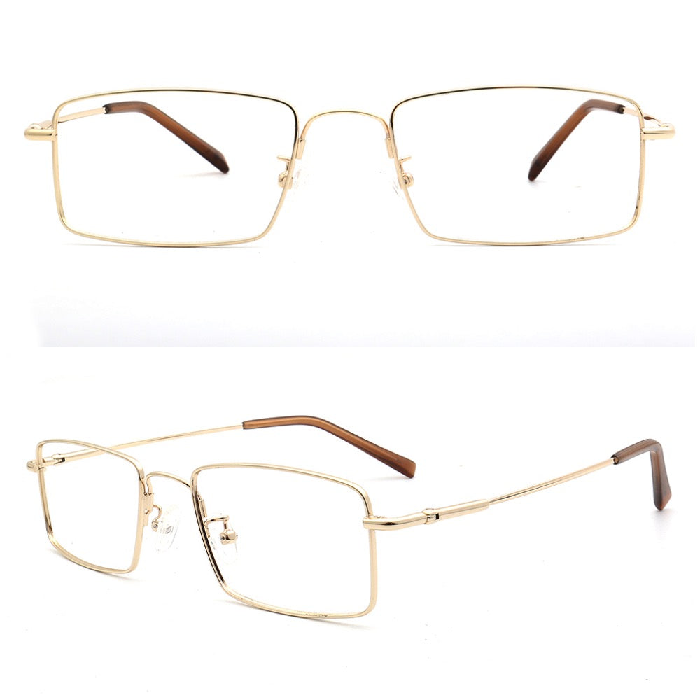Lucas | Mens Square Flexible Memory Metal Eyeglasses | Rectangular Business Glasses Frames for Men