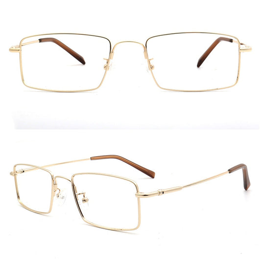 Lucas | Mens Square Flexible Memory Metal Eyeglasses | Rectangular Business Glasses Frames for Men