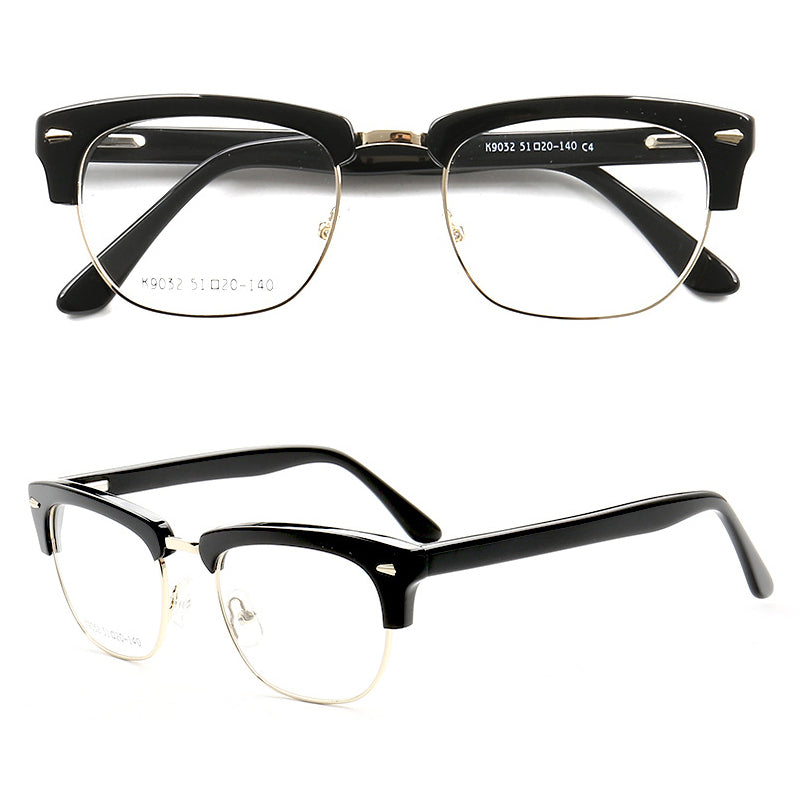 Carter | Retro Half Rim Acetate Glasses | Semi Rimless Nerd Style Eyeglass Frames