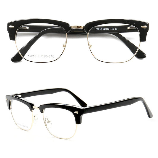 Carter | Retro Half Rim Acetate Glasses | Semi Rimless Nerd Style Eyeglass Frames