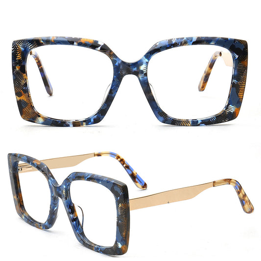 April | Retro Oversized Square Glasses For Women | Colorful Full Rim Tortoise Patterned Frames