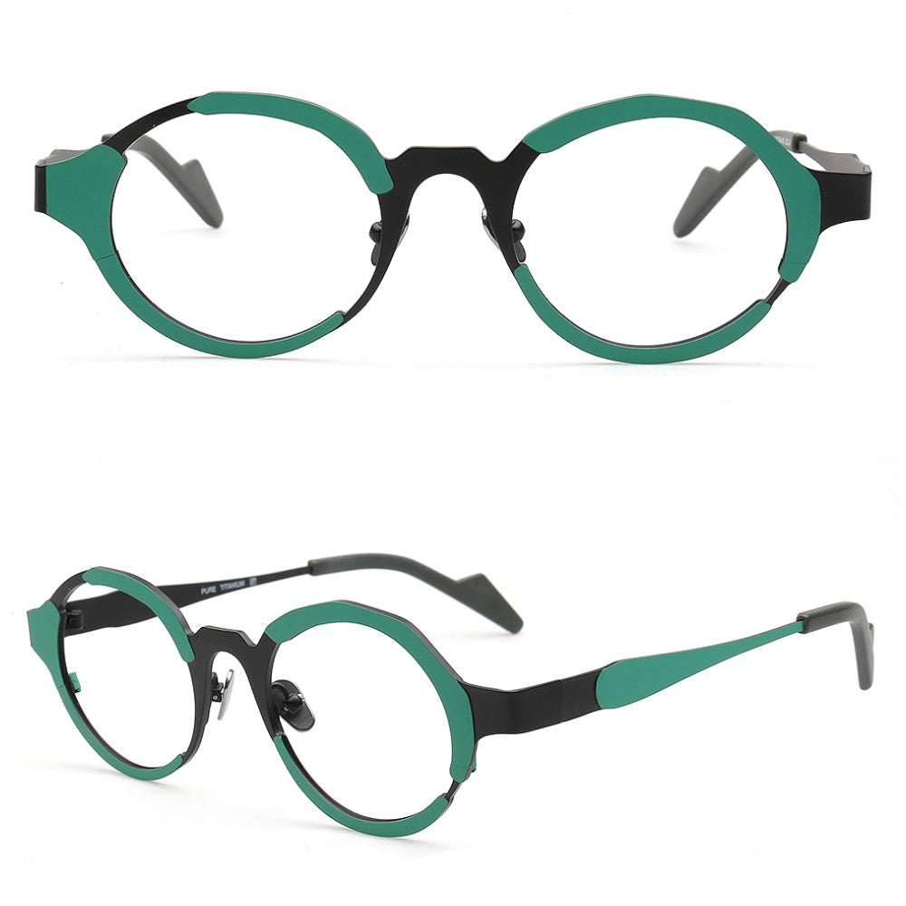 Skyler | Funky Mens Titanium Round Eyeglasses Oddball | Stylish Nerd Optical Glasses Frames for Women