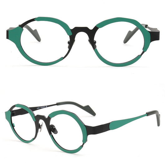 Skyler | Funky Mens Titanium Round Eyeglasses Oddball | Stylish Nerd Optical Glasses Frames for Women
