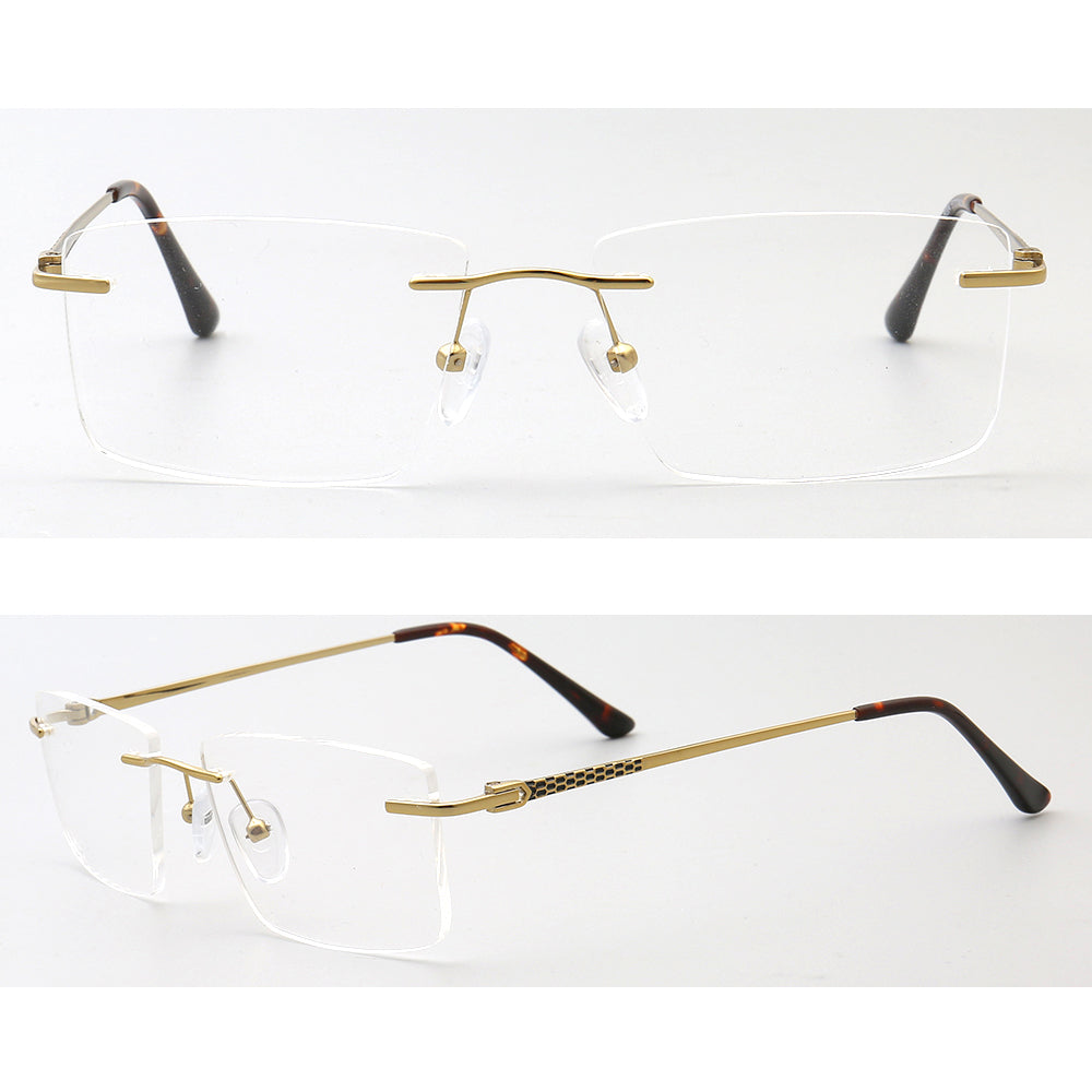 Foster | Square Rimless Metal Eyeglass Frames | Modern Rectangular Business Glasses
