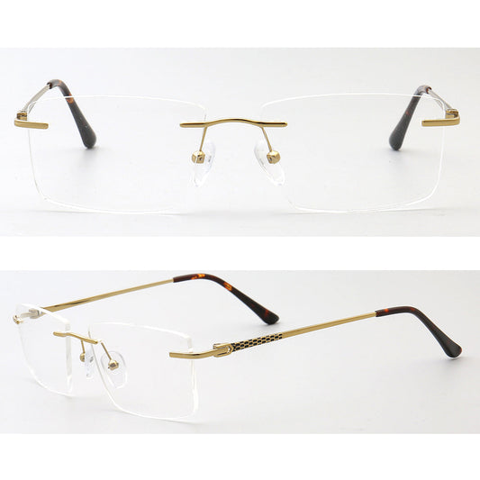 Foster | Square Rimless Metal Eyeglass Frames | Modern Rectangular Business Glasses