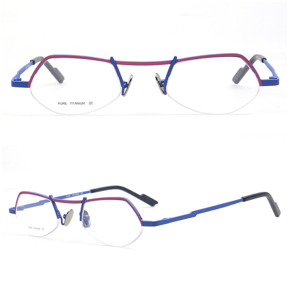 Ashley | Stylish Half Rim Womens Titanium Eyeglasses | Vintage Geometric Semi Rimless Glasses Frames