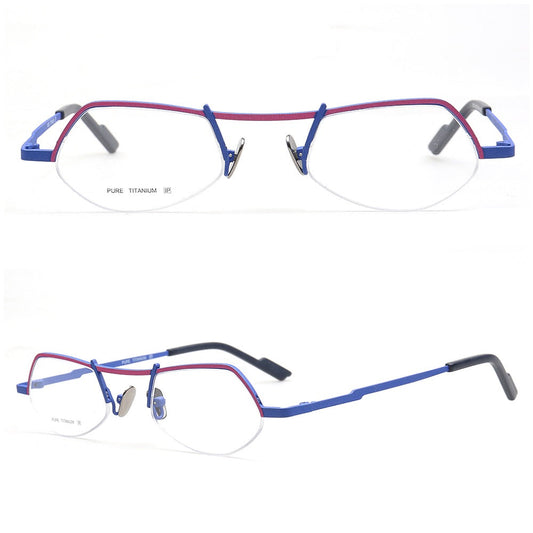 Ashley | Stylish Half Rim Womens Titanium Eyeglasses | Vintage Geometric Semi Rimless Glasses Frames