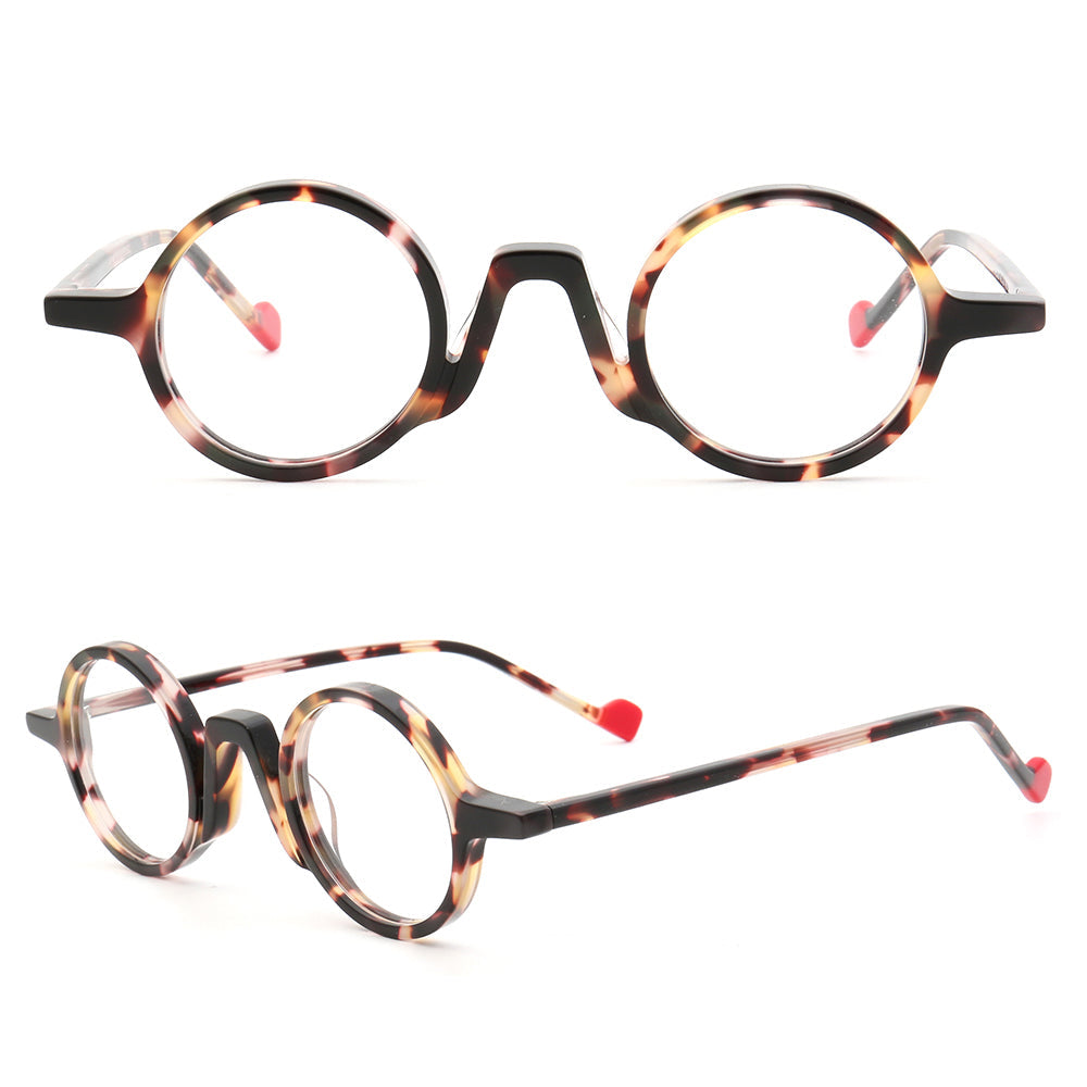 Glimmer | Round Vintage Tortoise Shell Eyeglasses | Retro Full Rim Acetate Design