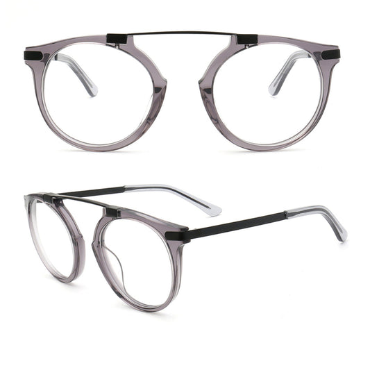 Generation | Retro Round Acetate Eyeglasses | Transparent Flat Top Glasses For Men & Women