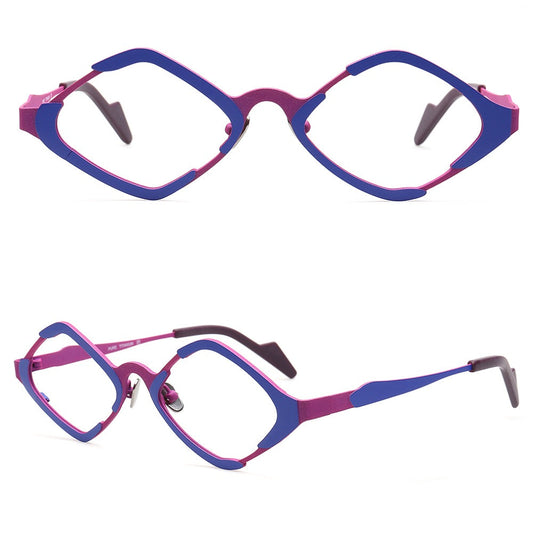 Jean | Diamond Shaped Unisex Titanium Eyeglass Frames | Stylish Retro Nerd Geometric Glasses