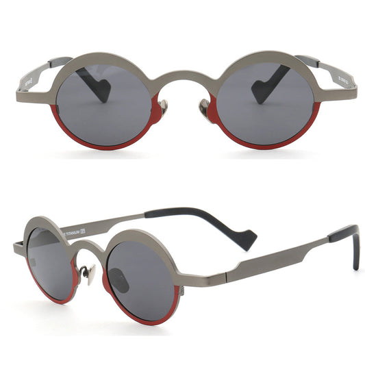 Voyage | Round Pure Titanium Polarized Sunglasses | Two Tone Retro Nerd Frame
