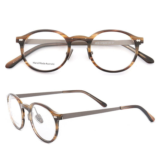 Durham | Composite Acetate & Metal Eyeglasses | Round Full Rim Frame w/ Patterned Design