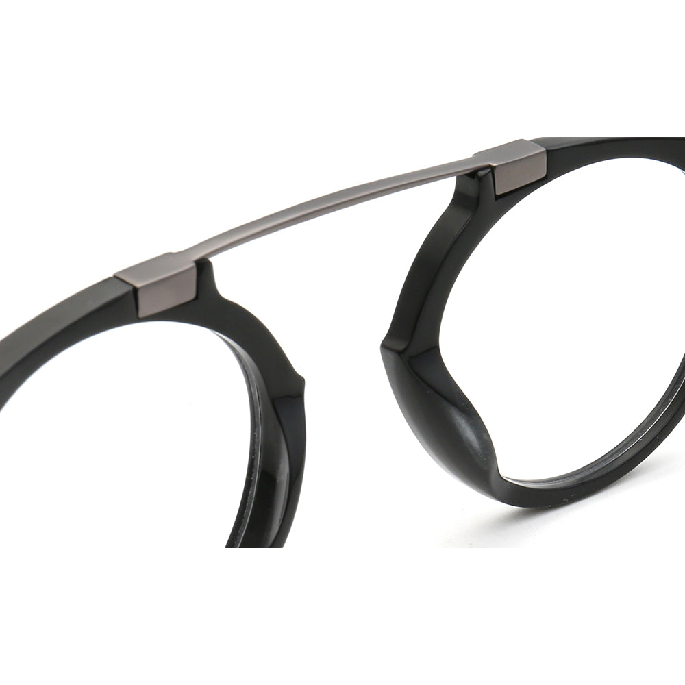 Generation | Retro Round Acetate Eyeglasses | Transparent Flat Top Glasses For Men & Women
